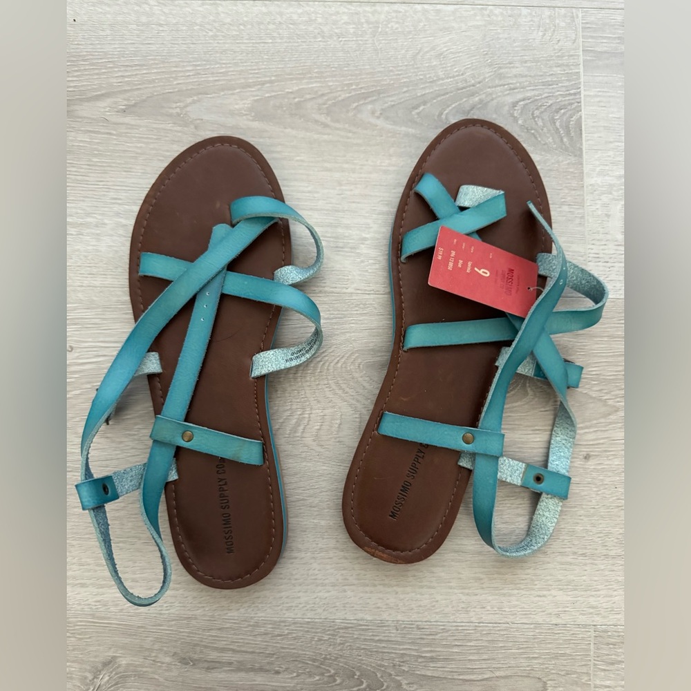 flat blue sandals